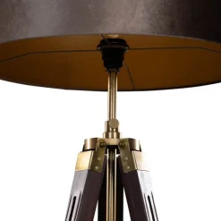 QAZQA Schlafzimmerlampen|Küchenlampen*Messing Stehleuchte Dreibein mit braunem Samt Lampenschirm 50cm - Cortin