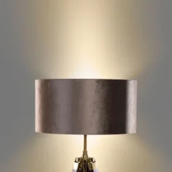 QAZQA Schlafzimmerlampen|Küchenlampen*Messing Stehleuchte Dreibein mit braunem Samt Lampenschirm 50cm - Cortin
