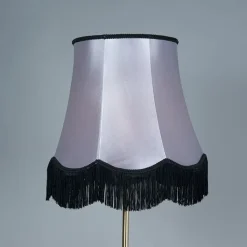 QAZQA Stehlampen|Wohnzimmerlampen*Messing Stehleuchte mit Lampenschirm Granny B schwarz-grau 45 cm - Kaso