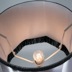 QAZQA Stehlampen|Wohnzimmerlampen*Messing Stehleuchte mit Lampenschirm Granny B schwarz-grau 45 cm - Kaso