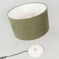 QAZQA Tischlampen|Wohnzimmerlampen*Messing Tischlampe mit grünem Schirm 35 cm - Kaso