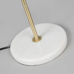 QAZQA Tischlampen|Wohnzimmerlampen*Messing Tischlampe mit grünem Schirm 35 cm - Kaso