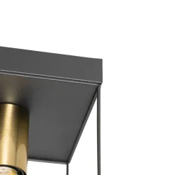 QAZQA Deckenleuchten|Wohnzimmerlampen*Minimalistische Deckenlampe Schwarz mit Gold 2-flammig - Kodi