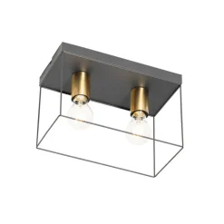 QAZQA Deckenleuchten|Wohnzimmerlampen*Minimalistische Deckenlampe Schwarz mit Gold 2-flammig - Kodi
