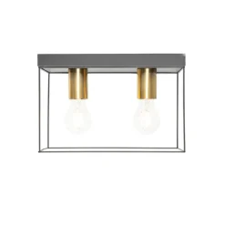 QAZQA Deckenleuchten|Wohnzimmerlampen*Minimalistische Deckenlampe Schwarz mit Gold 2-flammig - Kodi