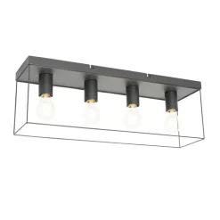 QAZQA Deckenleuchten|Wohnzimmerlampen*Minimalistische Deckenleuchte schwarz 4-flammig - Kodi