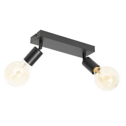 QAZQA Deckenstrahler|Aufbaustrahler*Modern Spot schwarz rechteckig 2-flammig - Facil