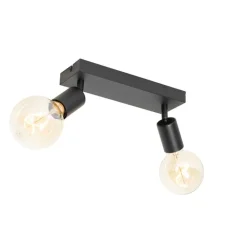 QAZQA Deckenstrahler|Aufbaustrahler*Modern Spot schwarz rechteckig 2-flammig - Facil