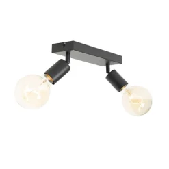 QAZQA Deckenstrahler|Aufbaustrahler*Modern Spot schwarz rechteckig 2-flammig - Facil