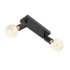 QAZQA Deckenstrahler|Aufbaustrahler*Modern Spot schwarz rechteckig 2-flammig - Facil