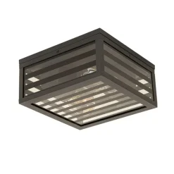 QAZQA Gartenbeleuchtung|Deckenleuchten Außen*Moderne Außendeckenleuchte aus schwarzem Glas, 2-flammig, IP44 – Reims