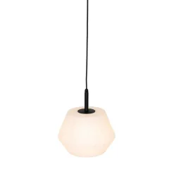 QAZQA Gartenbeleuchtung|Pendelleuchten Außen*Moderne Außenhängelampe schwarz mit weißem Schirm 32,9 cm IP44 - Robbert