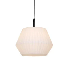 QAZQA Gartenbeleuchtung|Pendelleuchten Außen*Moderne Außenhängelampe schwarz mit weißem Schirm 45,6 cm IP44 - Robbert