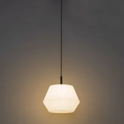 QAZQA Gartenbeleuchtung|Pendelleuchten Außen*Moderne Außenhängelampe schwarz mit weißem Schirm 45,6 cm IP44 - Robbert