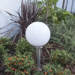 QAZQA Stehlampen Außen|Gartenbeleuchtung*Moderne Außenlaterne Stahl Edelstahl 50 cm - Sfera