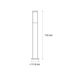 QAZQA Gartenbeleuchtung|Stehlampen Außen*Moderne Außenleuchte Mast Stahl 110 cm IP44 - Rox