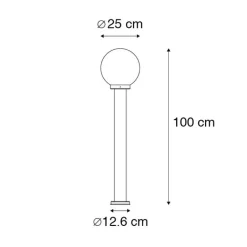 QAZQA Gartenbeleuchtung|Stehlampen Außen*Moderne Außenleuchte Pfahl Edelstahl 100 cm - Sfera