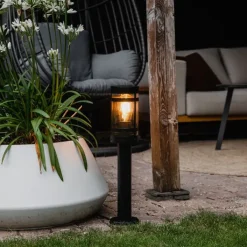 QAZQA Gartenbeleuchtung|Laternen Außen*Moderne Außenleuchte schwarz 50 cm IP44 - Gleam