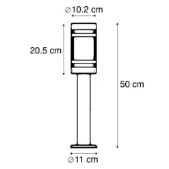 QAZQA Gartenbeleuchtung|Laternen Außen*Moderne Außenleuchte schwarz 50 cm IP44 - Gleam