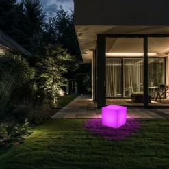 QAZQA Gartenbeleuchtung|Stehlampen Außen*Moderne Außenleuchte weiß 38 cm quadratisch IP44 - Nura