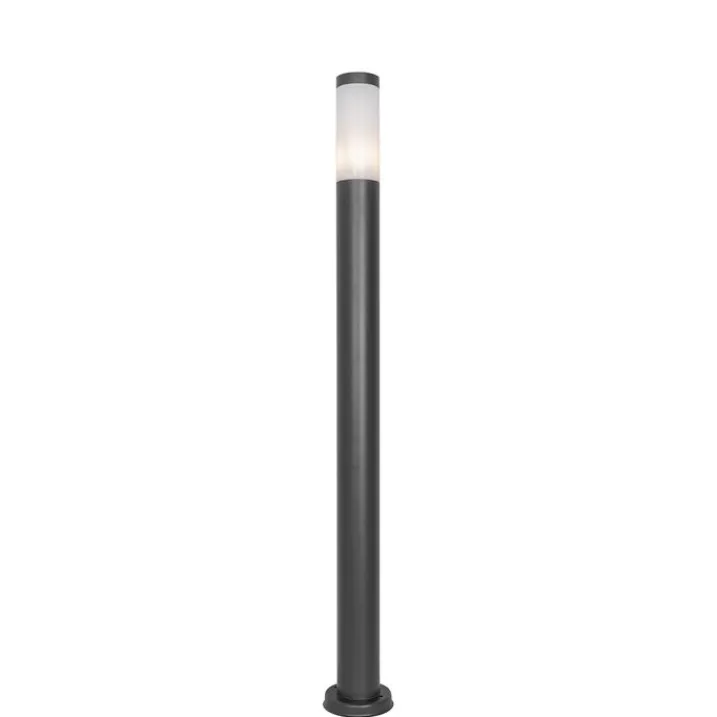 QAZQA Gartenbeleuchtung|Stehlampen Außen*Moderne Außen-Mastleuchte dunkelgrau mit Opal 110 cm IP44 - Rox