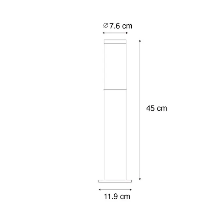 QAZQA Gartenbeleuchtung|Stehlampen Außen*Moderne Außen-Mastleuchte Schwarz 45 cm IP44 - Rox