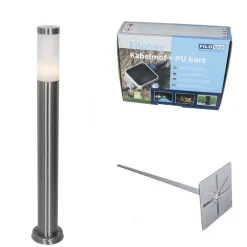 QAZQA Stehlampen Außen|Gartenbeleuchtung*Moderne Außen-Mastleuchte Stahl mit Opal 80 cm IP44 - Rox