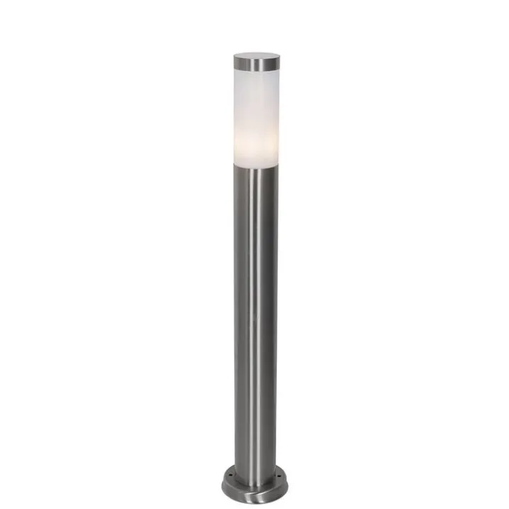 QAZQA Stehlampen Außen|Gartenbeleuchtung*Moderne Außen-Mastleuchte Stahl mit Opal 80 cm IP44 - Rox