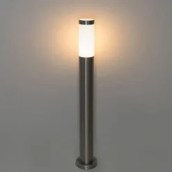 QAZQA Stehlampen Außen|Gartenbeleuchtung*Moderne Außen-Mastleuchte Stahl mit Opal 80 cm IP44 - Rox