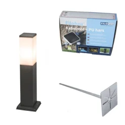 QAZQA Stehlampen Außen|Gartenbeleuchtung*Moderne Außen-Pollerleuchte Dunkelgrau mit Opal 45 cm IP44 - Malios