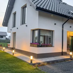 QAZQA Stehlampen Außen|Gartenbeleuchtung*Moderne Außen-Pollerleuchte Dunkelgrau mit Opal 45 cm IP44 - Malios