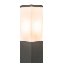 QAZQA Stehlampen Außen|Gartenbeleuchtung*Moderne Außen-Pollerleuchte Dunkelgrau mit Opal 45 cm IP44 - Malios