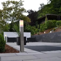 QAZQA Gartenbeleuchtung|Stehlampen Außen*Moderne Außen-Pollerleuchte Stahl 80 cm IP44 - Malios