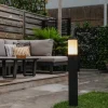 QAZQA Gartenbeleuchtung|Stehlampen Außen*Moderne Außen-Pollerleuchte Dunkelgrau mit Opal 80 cm IP44 - Malios
