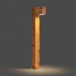 QAZQA Gartenbeleuchtung|Stehlampen Außen*Moderne Außenstehleuchte Aluminium mit Holzprint 65cm IP44 - Baleno