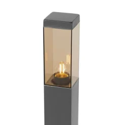 QAZQA Gartenbeleuchtung|Stehlampen Außen*Moderne Außen-Stehleuchte Dunkelgrau mit Rauchglas 80 cm - Malios
