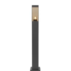 QAZQA Gartenbeleuchtung|Stehlampen Außen*Moderne Außen-Stehleuchte Dunkelgrau mit Rauchglas 80 cm - Malios
