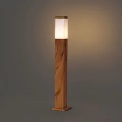 QAZQA Stehlampen Außen|Gartenbeleuchtung*Moderne Außenstehleuchte Stahl mit Holzprint 80cm IP44 - Malois