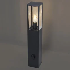 QAZQA Stehlampen Außen|Gartenbeleuchtung*Moderne Außenstehleuchte Schwarz 80cm mit Steckdose IP44 - Charlois