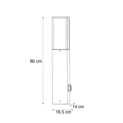 QAZQA Stehlampen Außen|Gartenbeleuchtung*Moderne Außenstehleuchte Schwarz 80cm mit Steckdose IP44 - Charlois
