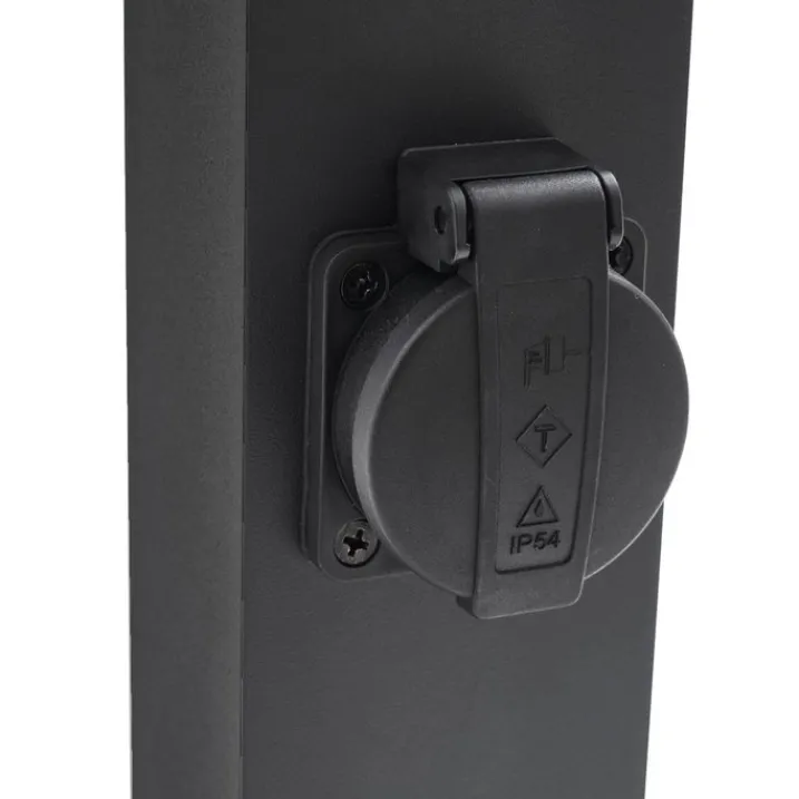 QAZQA Stehlampen Außen|Gartenbeleuchtung*Moderne Außenstehleuchte schwarz 65cm mit Steckdose IP44 - Baleno