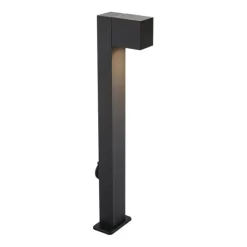 QAZQA Stehlampen Außen|Gartenbeleuchtung*Moderne Außenstehleuchte schwarz 65cm mit Steckdose IP44 - Baleno