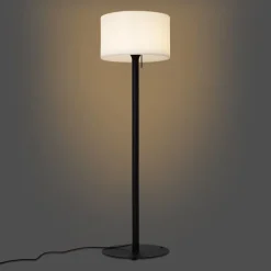 QAZQA Gartenbeleuchtung|Stehlampen Außen*Moderne Außenstehleuchte Schwarz mit weißem Schirm IP44 - Mississippi