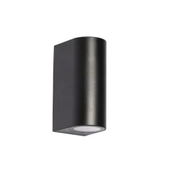 QAZQA Gartenbeleuchtung|Außenwandleuchten*Moderne Außenwandleuchte aus schwarzem Kunststoff, oval, 2-flammig – Baleno