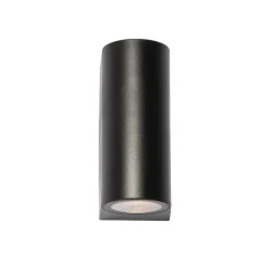 QAZQA Gartenbeleuchtung|Außenwandleuchten*Moderne Außenwandleuchte aus schwarzem Kunststoff, oval, 2-flammig – Baleno