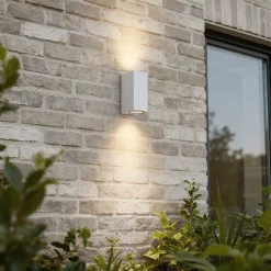 QAZQA Gartenbeleuchtung|Außenwandleuchten*Moderne Außenwandleuchte aus weißem Kunststoff, 2-flammig – Baleno