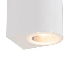 QAZQA Gartenbeleuchtung|Außenwandleuchten*Moderne Außenwandleuchte aus weißem Kunststoff, oval, 2-flammig – Baleno