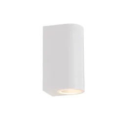 QAZQA Gartenbeleuchtung|Außenwandleuchten*Moderne Außenwandleuchte aus weißem Kunststoff, oval, 2-flammig – Baleno