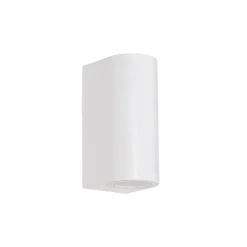 QAZQA Gartenbeleuchtung|Außenwandleuchten*Moderne Außenwandleuchte aus weißem Kunststoff, oval, 2-flammig – Baleno