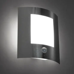 QAZQA Gartenbeleuchtung|Außenleuchten Mit Sensor*Moderne Außenwandleuchte aus Stahl mit Bewegungsmelder IP44 – Emmerald 1